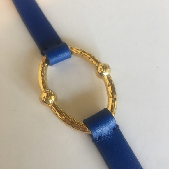 Ralph Lauren Gold Blue Leather Bracelet NEW - Picture 4 of 8